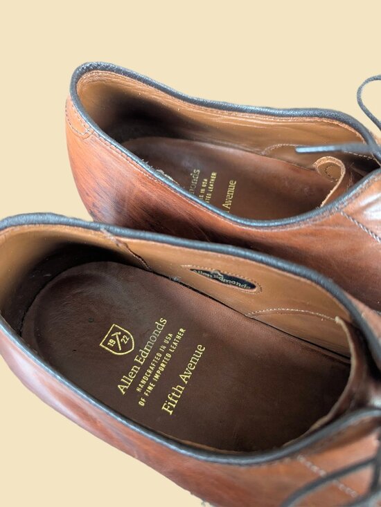 Allen Edmonds Fifth Avenue Men\'s Walnut Leather Cap-toe Oxfords Size 13 main image 9